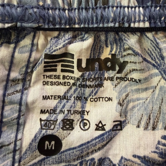 Undy Men's Tropical Leaf Print Boxer Shorts Elastic Waist Button‎ Fly Size M - Picture 6 of 8